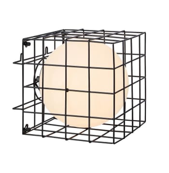 CAGE - Lampe de table cage métal et globe verre