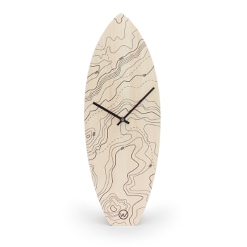 REEF TOPOGRAPHIC - Horloge surf en bois topographique H46,2cm
