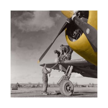 KELEPOQ COULEUR - Photo ancienne couleur avion n°12 cadre noir 70x70cm