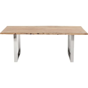 Harmony - Table à manger 8 personnes en acacia brut et acier chromé L180