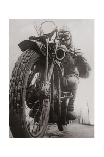 CYCLES - Photo ancienne noir et blanc moto n°29 alu 30x45cm