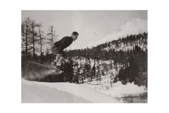 MONTAGNE - Photo ancienne noir et blanc montagne n°78 cadre noir 30x45cm