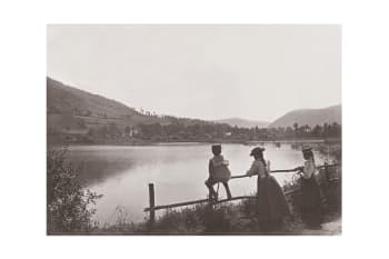 CAMPAGNE - Photo ancienne noir et blanc campagne n°12 cadre noir 70x105cm
