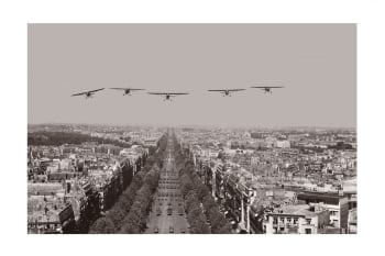 DANS LES AIRS - Photo ancienne noir et blanc avion n°14 cadre noir 60x90cm