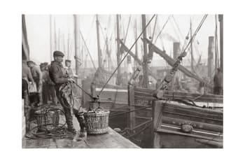 PECHE - Photo ancienne noir et blanc pêche n°30 cadre noir 100x150cm