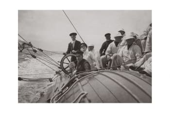 SUR L'EAU - Photo ancienne noir et blanc bateau n°30 cadre noir 60x90cm