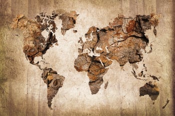 Quadro cartina del mondo effetto legno Stampa su tela 90x60cm