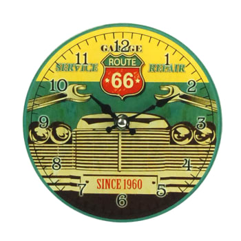 SINCE 1960 - Petite pendule en verre jaune et verre D17cm