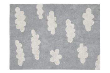 NUAGE - Tapis coton motif nuage gris 120x160