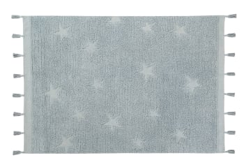 STAR - Tapis coton motif star bleu 120x175cm