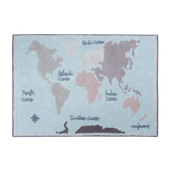 MONDE - Tapis lavable carte du monde (140 x 200 cm)