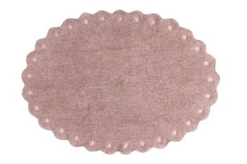 POMME DE PIN - Tappeto lavabile in cotone rosa 130x180