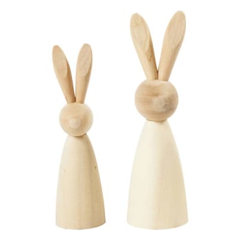 LAPINS - 2 conejos de madera para decorar - 12 y 14 cm