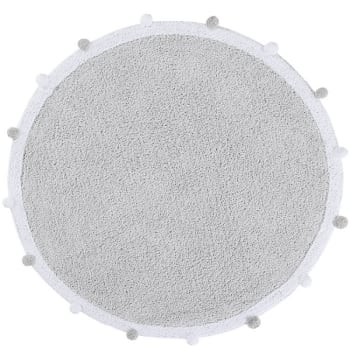 BUBBLE - Alfombra redonda de algodón gris 120 Ø