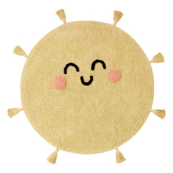 SOLEIL - Tapis coton rond lavable soleil D100cm