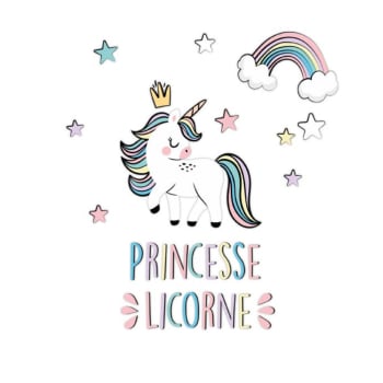LICORNE - Stickers muraux princesse licorne 42,7x42cm