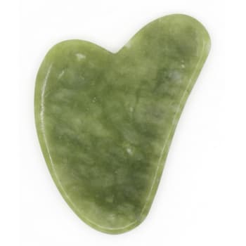 Jade - 1 Gua Sha in Herzform aus grünem Jadestein + Hülle