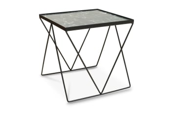 Bumcello - Table d'appoint en métal noir et marbre vert