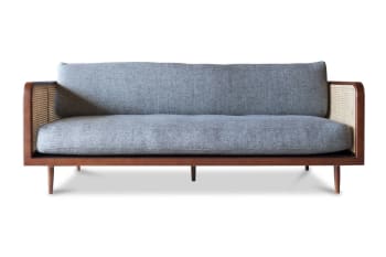 Starheim - Sofa aus  Rattan und Stoff, grau