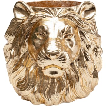 Lion - Cache-pot lion en fibre de verre dorée