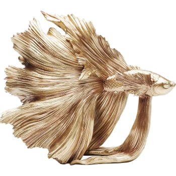 Betta Fish - Statuette poisson combattant en polyrésine dorée 37x34