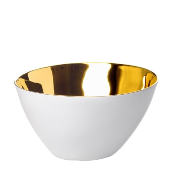 AFFAMÉ - Bol porcelaine blanc brillant et or D13cm