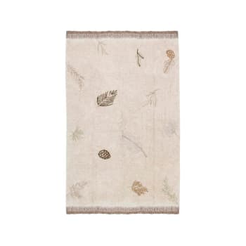 PIN - Tapis coton lavable forêt de pins beige 140x200cm