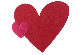 PUFFY - Tappeto lavabile cuore in cotone rosso 160x180