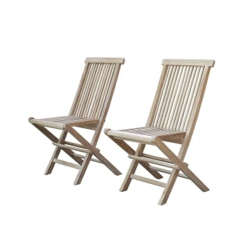 Midland - 2 sillas de jardín plegables de teca maciza