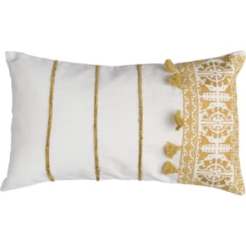Madam Stoltz - Fodera per cuscino con stampa - 50x50 cm - Giallo senape