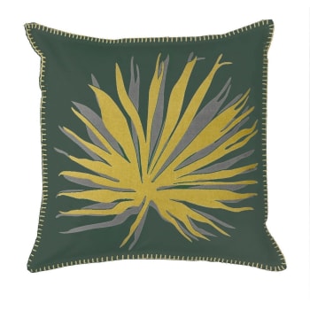 Federa cuscino Flora 50x50 foglie verdi verde in mistocotone stile