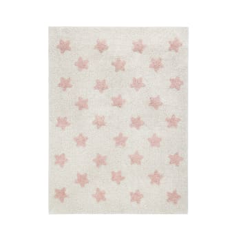 ÉTOILES - Alfombra de algodón con estrellas nude 120 x 160 cm