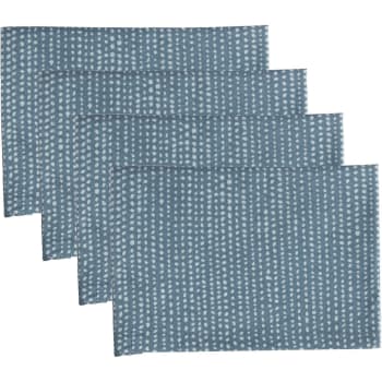 Dots - Serviettes de table (x4) coton  45x45 bleu paon
