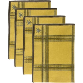 Madras - Serviettes de table (x4) coton  45x45 vert kaki