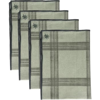 Madras - Serviettes de table (x4) coton  45x45 vert lichen