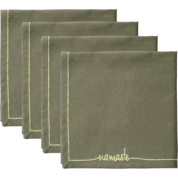 Namaste - Serviettes de table (x4) coton  45x45 vert lichen