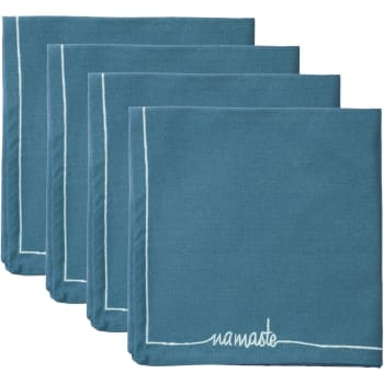 Namaste - Serviettes de table (x4) coton  45x45 bleu paon