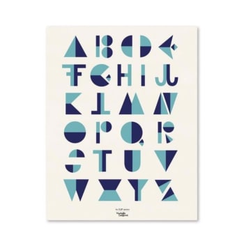 ALPHABET - Affiche alphabet style cubiste bleu 29,7x42cm