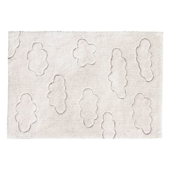 RUGCYCLED - Alfombra lavable nube de algodón blanco 90x130