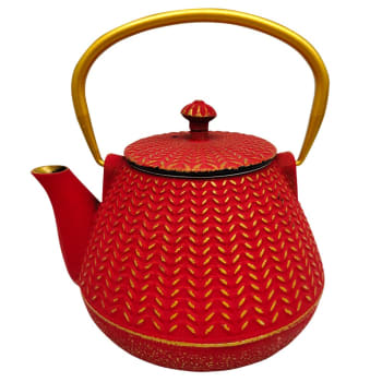 Ensemble Théière Et 2 Mugs En Acier émaillé Rouge - Motifs Chats Amusants - Pigmento (France)