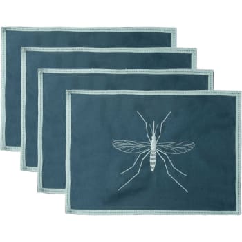 Mosquito - Manteles individuales (x4) algodón 35x50 azul pavo real