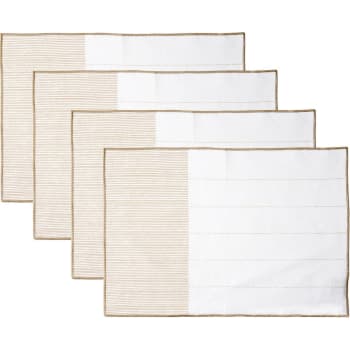 Pinstripe - Manteles individuales (x4) algodón 35x50 arena