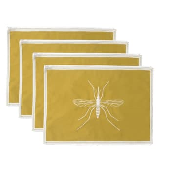 Mosquito - Manteles individuales (x4) algodón 35x50 amarillo limón