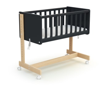 Confort - Culla convertibile co-sleeping legno Grafite Grigio e Faggio 40 x 80