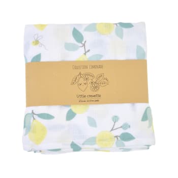 Maxi lange bébé Leafy Bunny en coton bio Ecru 120x120