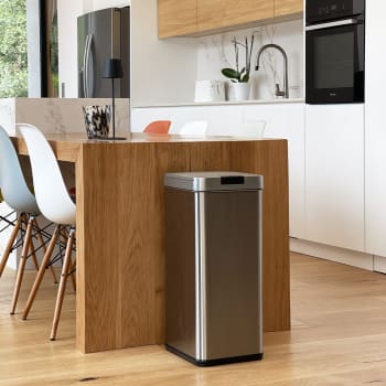Pattumiera Automatica Cucina 30L CAN - In Acciaio Inox, Apertura A Infrarossi, Con Secchio Rimovibile E Anello Protettivo