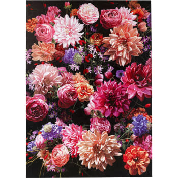 Gedrucktes und gemaltes Leinwandbild mit bunten Blüten, 140x200cm