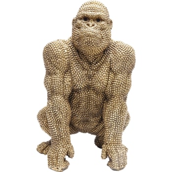 Gorilla - Statuette gorille strass en polyrésine dorée H46