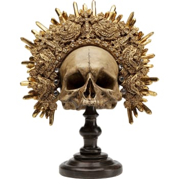 Skull - Deko-Objekt Totenkopf mit Kopfschmuck, gold, H42cm