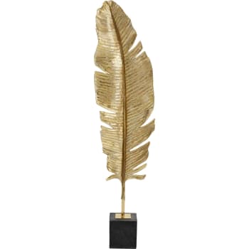 Deko-Objekt Feder auf Stahlsockel, gold und schwarz, H147cm